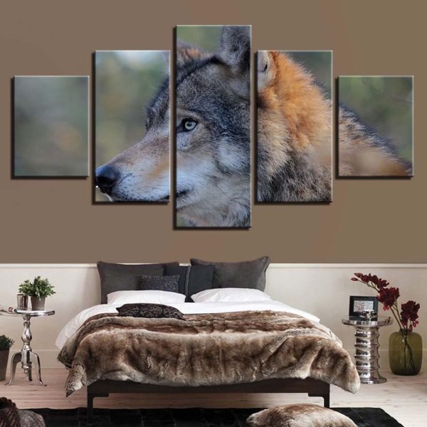 Wolfs 22 - Animal 5 Panel Canvas Art Wall Decor