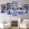 Wolves In A Snowy Forest - Animal 5 Panel Canvas Art Wall Decor