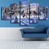 Wolves In The Snow - Animal 5 Panel Canvas Art Wall Decor