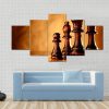 Wooden Chess Pieces - Gaming 5 Panel Canvas Art Wall Decor