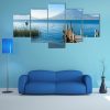 Wooden Pier At Lake Atitlan - Nature 5 Panel Canvas Art Wall Decor