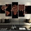 World At Night - Abstract 5 Panel Canvas Art Wall Decor