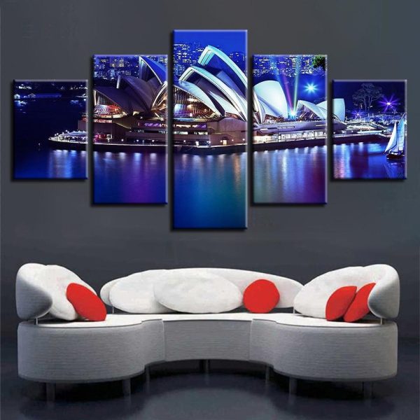 World Famous City Building 1 - Nature 5 Panel Canvas Art Wall Decor