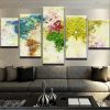 World Map 08 - Abstract 5 Panel Canvas Art Wall Decor