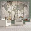 World Map Light Overlay 02 - World Map 5 Panel Canvas Art Wall Decor