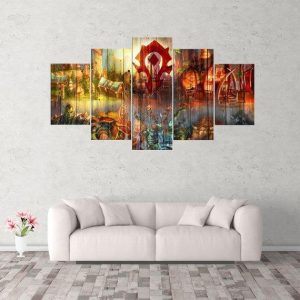 World Of Warcraft Horde 1 - Gaming 5 Panel Canvas Art Wall Decor