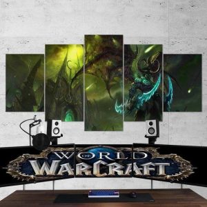 World Of Warcraft Illidan Stormrage 05 - Gaming 5 Panel Canvas Art Wall Decor