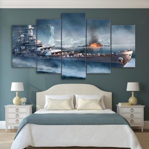 World Of Warships Wargaming - Ocean 5 Panel Canvas Art Wall Decor