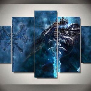 Wrath of The Lich King World of Warcraft Gaming - 5 Panel Canvas Art Wall Decor