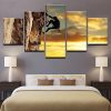 X-Games Exercise Rock Climbing Sunset Landscape - Sport 5 Panel Canvas Art Wall Decor