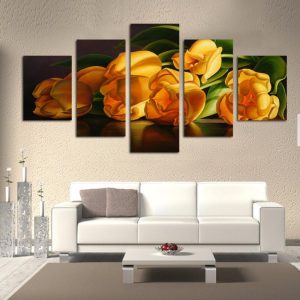 Yellow Flowers For Mom - Nature 5 Panel Canvas Art Wall Decor