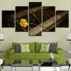 Yellow Rose Flower 6 - Nature 5 Panel Canvas Art Wall Decor