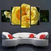 Yellower Beautiful Flowers - Nature 5 Panel Canvas Art Wall Decor