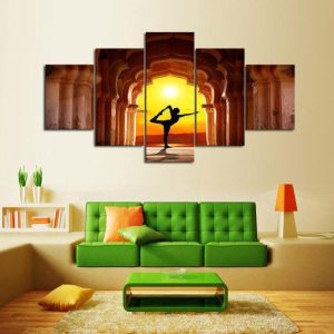 Yoga Sunset - Nature 5 Panel Canvas Art Wall Decor