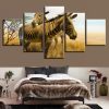 Zebra Couple 2 - Animal 5 Panel Canvas Art Wall Decor