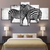 Zebras Horses - Animal 5 Panel Canvas Art Wall Decor