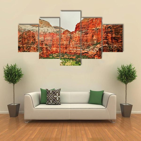 Zion National Park - Nature 5 Panel Canvas Art Wall Decor