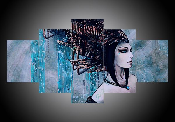 Zodiac - Aquarius - Abstract 5 Panel Canvas Art Wall Decor