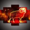 Zodiac - Aries #1 - Abstract 5 Panel Canvas Art Wall Decor