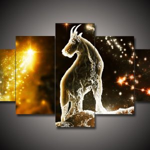 Zodiac - Capricorn #1 - Abstract 5 Panel Canvas Art Wall Decor