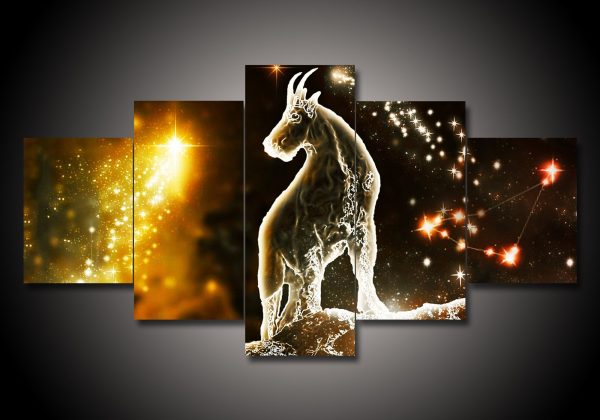 Zodiac - Capricorn #1 - Abstract 5 Panel Canvas Art Wall Decor