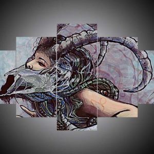 Zodiac - Capricorn #2 - Abstract 5 Panel Canvas Art Wall Decor