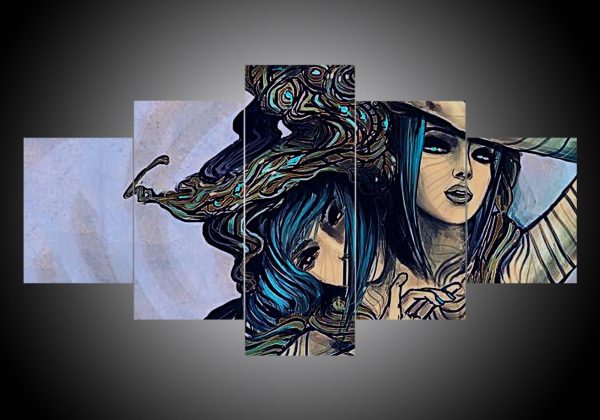 Zodiac - Gemini #2 - Abstract 5 Panel Canvas Art Wall Decor