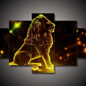 Zodiac - Leo #1 - Abstract 5 Panel Canvas Art Wall Decor