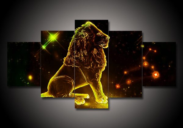 Zodiac - Leo #1 - Abstract 5 Panel Canvas Art Wall Decor