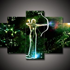 Zodiac - Sagittarius #1 - Abstract 5 Panel Canvas Art Wall Decor