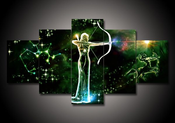 Zodiac - Sagittarius #1 - Abstract 5 Panel Canvas Art Wall Decor