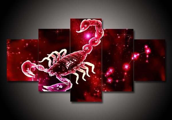 Zodiac - Scorpio #1 - Abstract 5 Panel Canvas Art Wall Decor