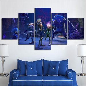 Zombies Pictures Shooting Fortnite Gaming - 5 Panel Canvas Art Wall Decor