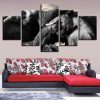 black elephant couple - Animal 5 Panel Canvas Art Wall Decor