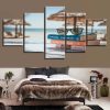 books by the sea - Nature 5 Panel Canvas Art Wall Decor