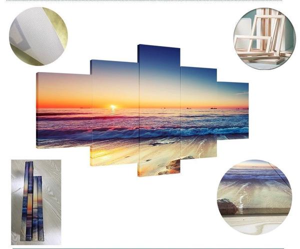 Island And Boat - Space 5 Panel Canvas Art Wall Decor