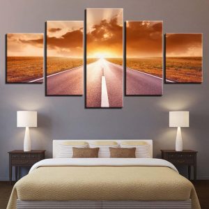 field road - Nature 5 Panel Canvas Art Wall Decor