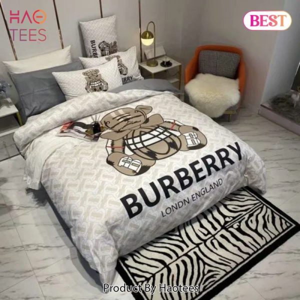 Burberry Bear Luxury Brand Bedding Set Bedspread Duvet Cover Set Home Decor