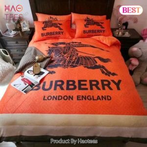 Burberry Orange New Bedding Set Printed Bedding Sets Quilt Sets Duvet Cover Luxury Brand Bedding Decor Bedroom Sets