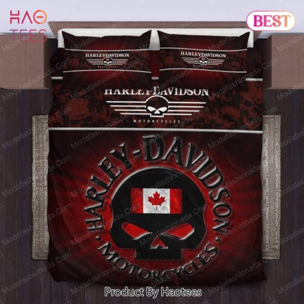 Buy Harley-Davidson Motorcles Style Skull Flag Of Canada Bedding Sets Bed Sets