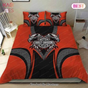 Buy Harley Davidson With 2 Eagles And Motorcycles Logo 92 Bedding Set Bed Sets