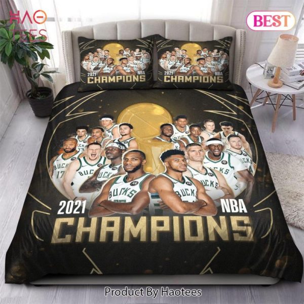 Buy Milwaukee Bucks 2021 NBA Champions 03 Bedding Sets Bed Sets