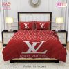 Buy Red Background And White Pattern Louis Vuitton Bedding Sets Bed Sets