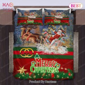 Buy Santa Claus’s Reindeer Merry Christmas Gucci Bedding Sets Bed Sets