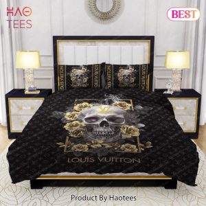 Buy Skull And Yellow Rose Louis Vuitton Bedding Sets Bed Sets