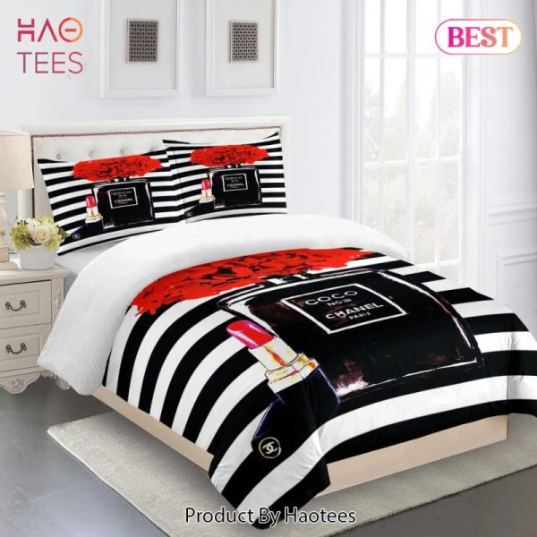 Chanel Coco Noir Paris Luxury Brand Premium Bedding Set Duvet Cover Home Decor