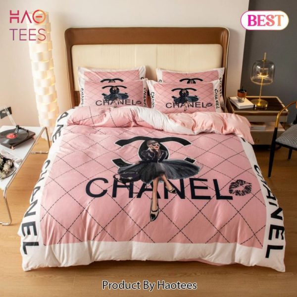 Chanel Lady Pinky Premium Luxury Brand Bedding Set Duvet Cover Home Decor Special Gift