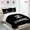 Chanel White Logo Black Luxury Brand Bedding Set Duvet Cover Home Decor