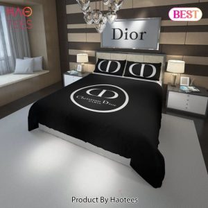 Christian Dior Black Circle Fashion Luxury Brand Premium Bedding Set Home Decor