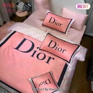 Christian Dior Pink Logo Luxury Brand Premium Bedding Set Bedspread Duvet Cover Set Home Decor